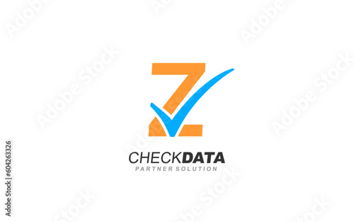Letter Z Check logo template for branding.