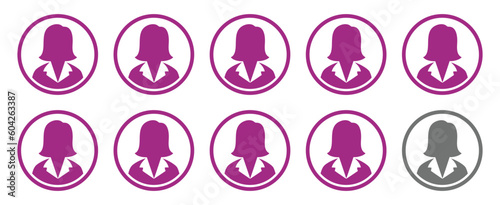 9 out of 10 women vector icon. Vector illustration.