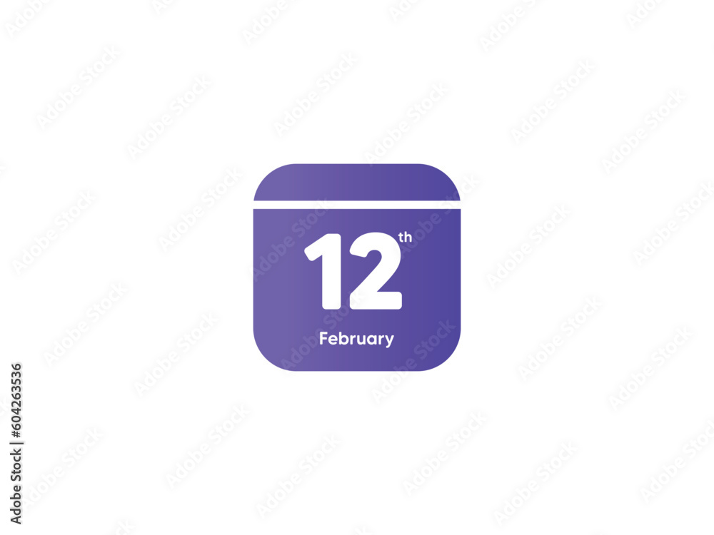 12th February calendar date month icon with gradient color, flat design style vector illustration 12th February calendar date month icon with gradient color, flat design style vector illustration