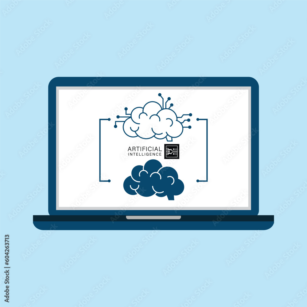Artificial intelligence technology system on Laptop. Artificial intelligence technology system on Laptop.