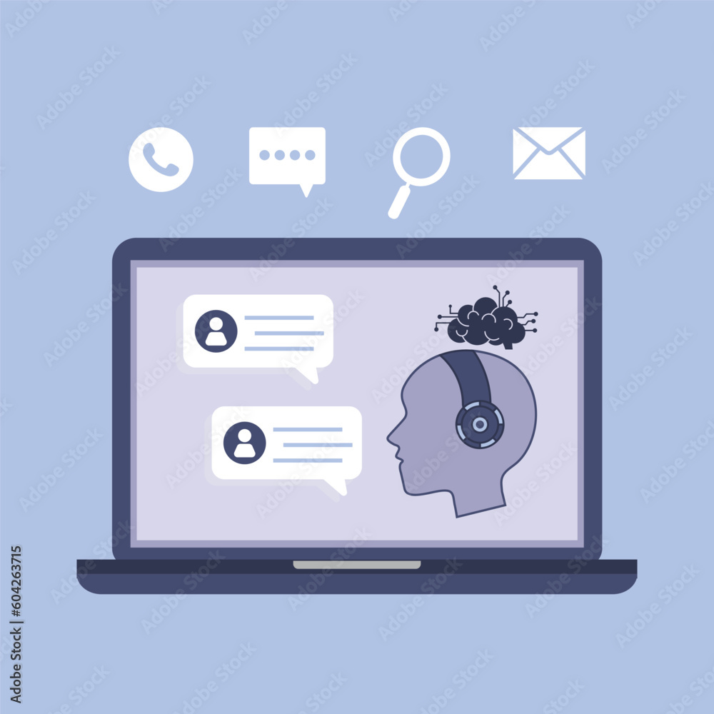 Chatbot online on laptop computer. Artificial intelligence in daily life Chatbot online on laptop computer. Artificial intelligence in daily life