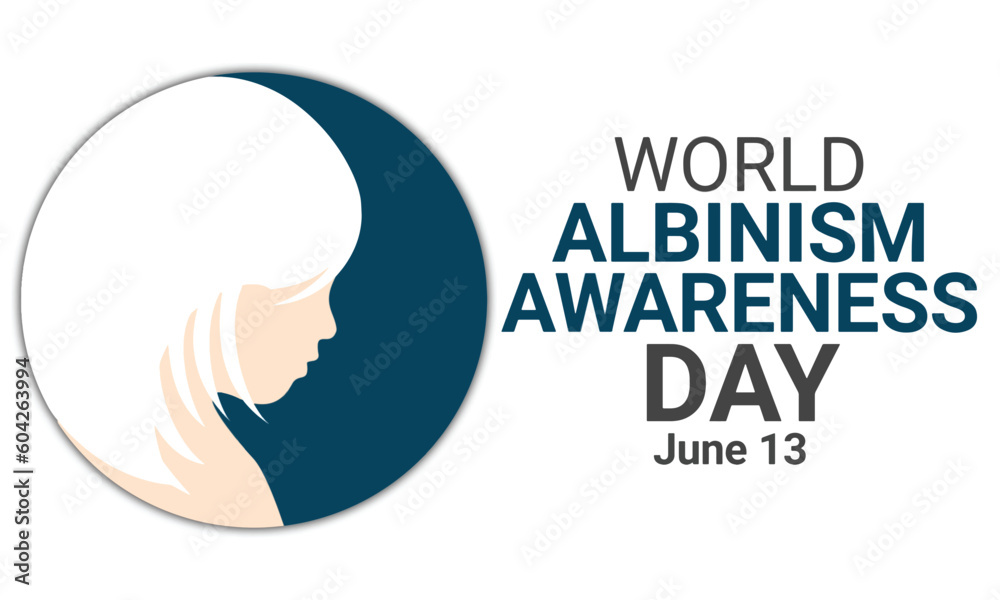 World albinism awareness day. June 13. Holiday concept. Template for background, banner, card, poster with text inscription. Vector illustration.
