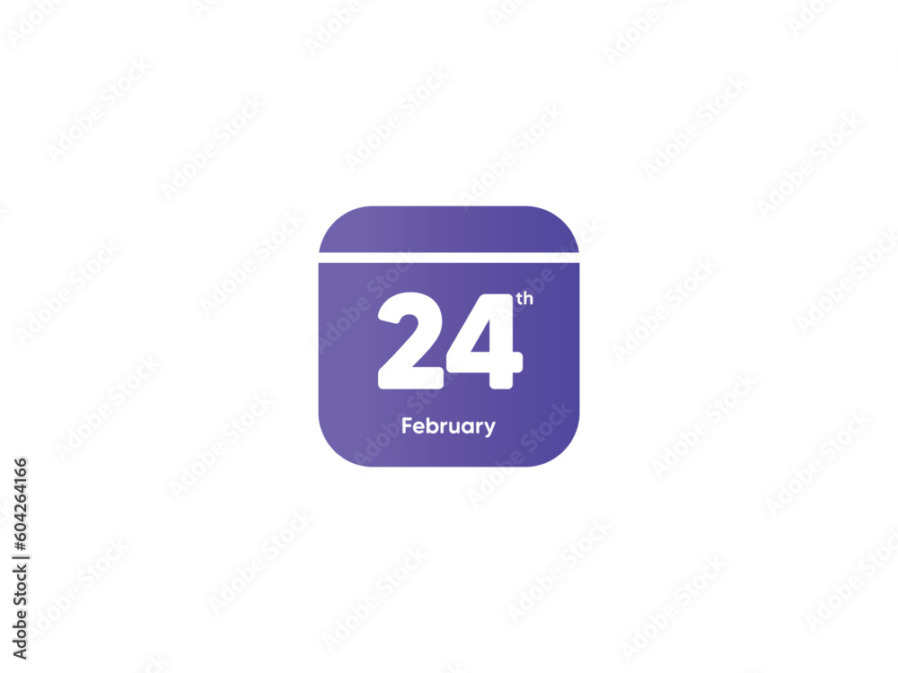 24th February calendar date month icon with gradient color, flat design style vector illustration 24th February calendar date month icon with gradient color, flat design style vector illustration