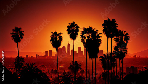 sunset in the city - AI generated image