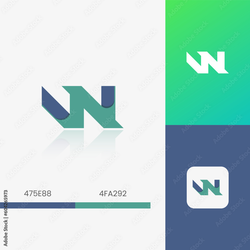 Letter WN, NW Iconic Logo. Letter WN, NW Iconic Logo.