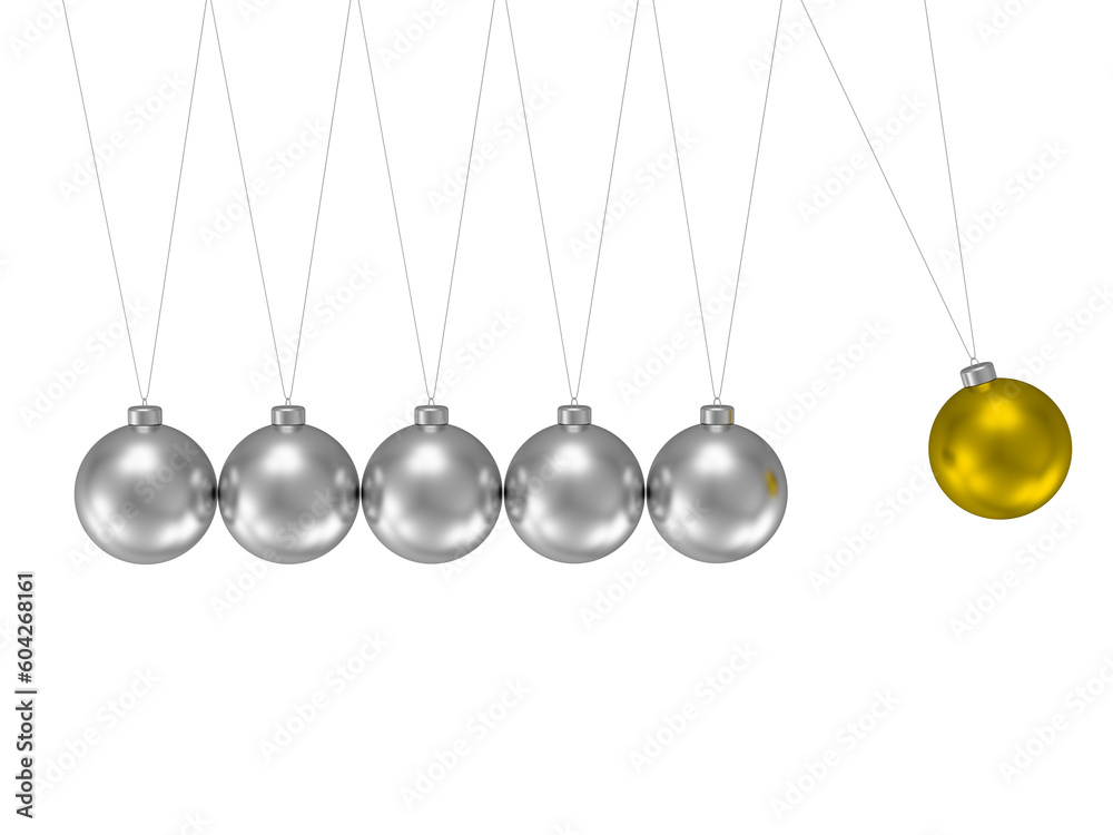 Newton's cradle 3d render,image contains clipping path. Newton's cradle 3d render,image contains clipping path.