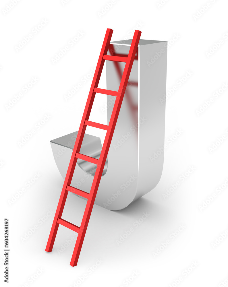 A large letter s with a red ladder on it A large letter s with a red ladder on it