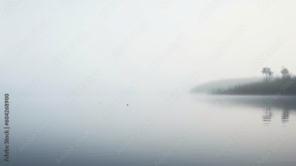 Foggy lake. Designed using generative ai. Foggy lake. Designed using generative ai.