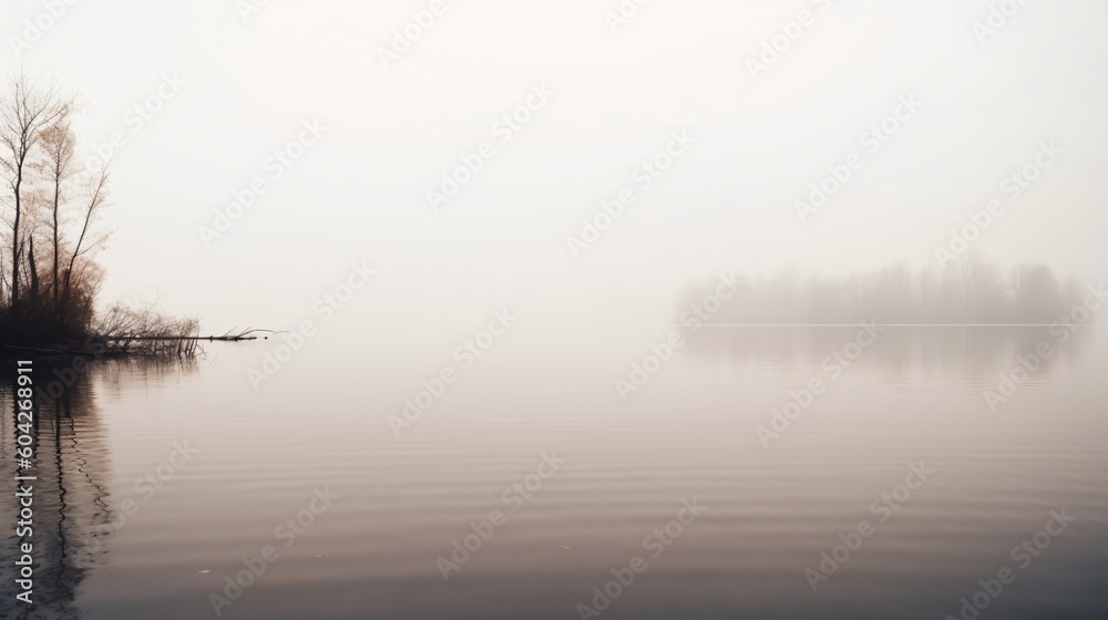 Foggy lake. Designed using generative ai. Foggy lake. Designed using generative ai.