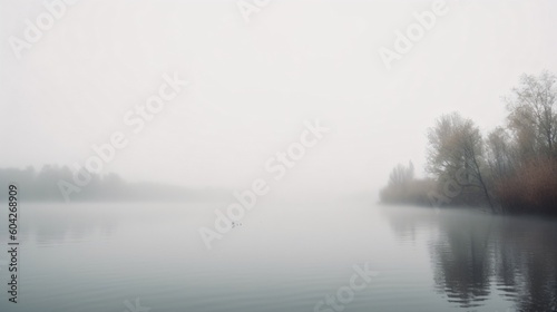 Foggy lake. Designed using generative ai. © XtravaganT