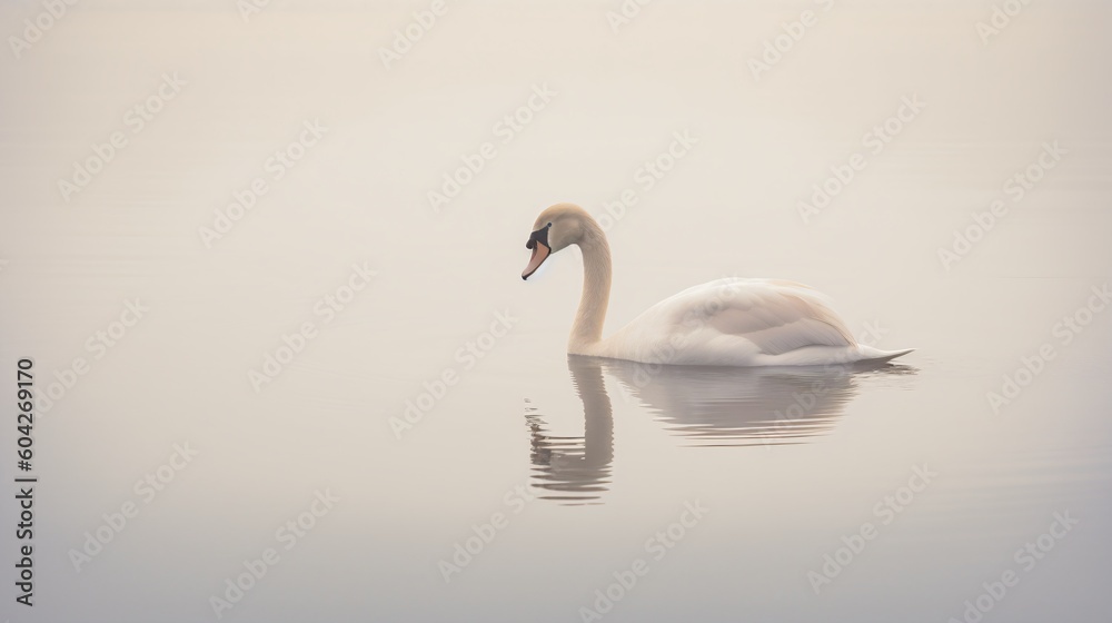 Swan swiming in a lake. Generative ai. Swan swiming in a lake. Generative ai.