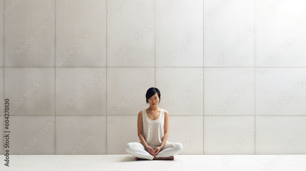 Meditating woman. Meditation Zen Concept. Designed using generative ai. Meditating woman. Meditation Zen Concept. Designed using generative ai.
