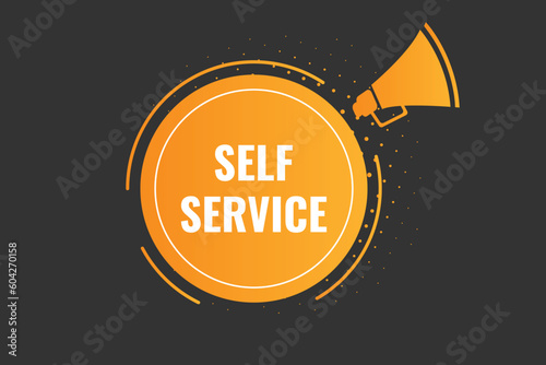 Self Service Button. Speech Bubble, Banner Label Self Service