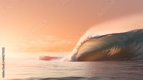 Waves breaking at the sea. Designed using Generative AI © XtravaganT
