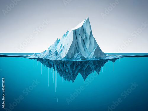 Iceberg floating in the ocean. 3d illustration. Global warming concept. AI generated. © MrBaks