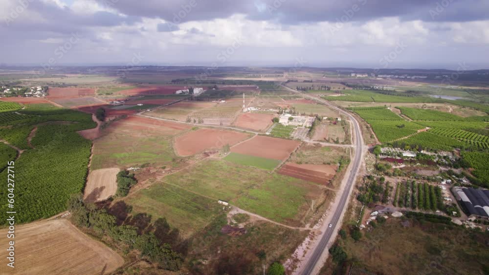 Agricultural fields near the town of Raanana, Israel. Shooting from a drone Agricultural fields near the town of Raanana, Israel. Shooting from a drone