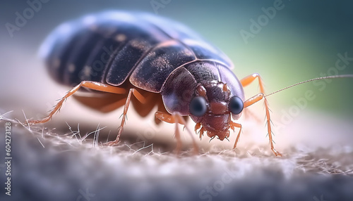 Macro bed bug on human body. AI generation © Adin