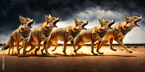 Captivating image of 5 fierce foxes.