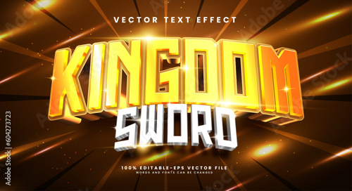 Golden kingdom sword editable text style effect. Vector text effect, with luxury concept.