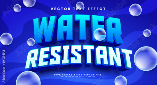 Water resistant editable text style effect. Vector text effect  with luxury concept.