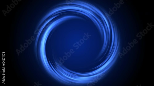 Blue light rays abstract twisting tunnel loop Background.