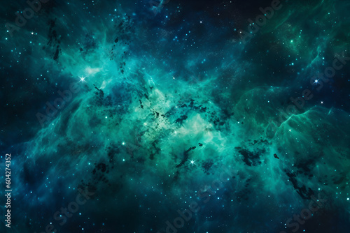 Space background with realistic nebula and shining stars. Cosmos with stardust and milky way. Magic color galaxy. Infinite universe and starry night. AI illustration. For science fiction, wallpaper. © Oksana Smyshliaeva