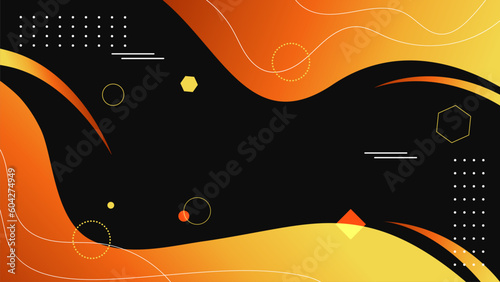 Flat Geometric Modern background with orange and black background Premium Vector