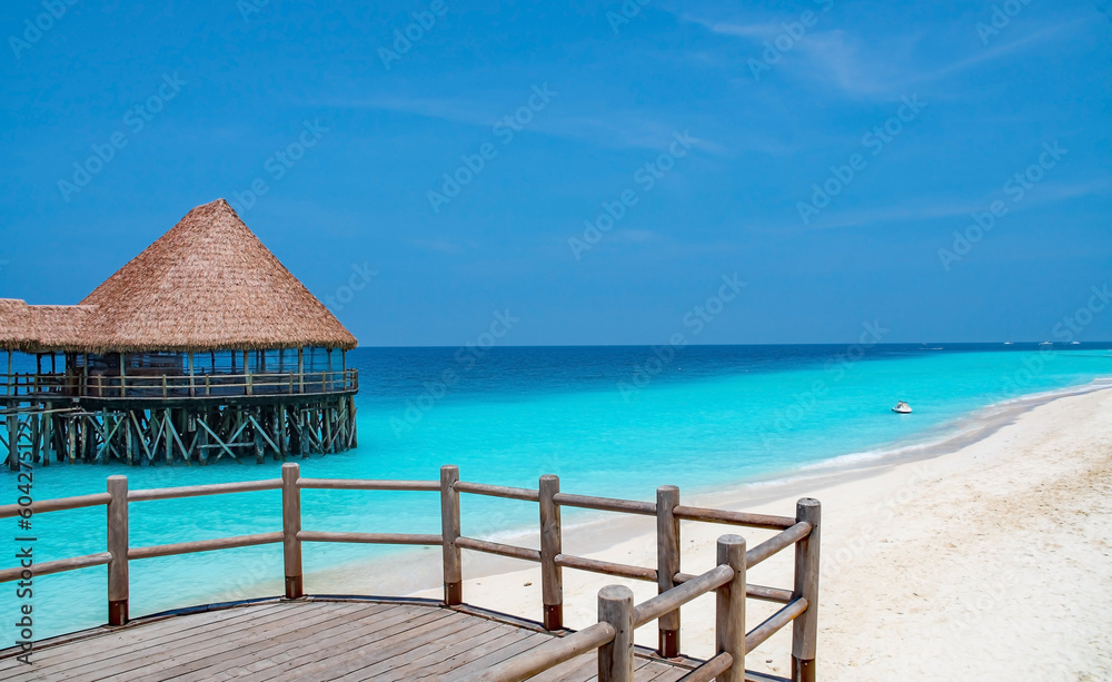 Beautiful tropical island of Zanzibar. Sea and beach of Zanzibar, Tanzania.  