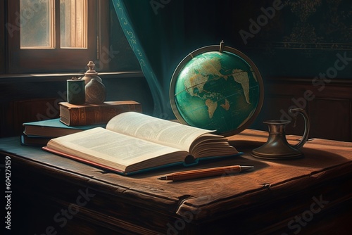 old globe on old book -Ai