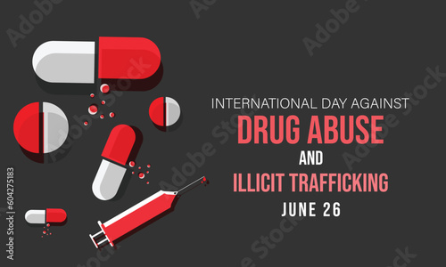 International day against drug abuse and illicit trafficking. background, banner, card, poster, template. Vector illustration.