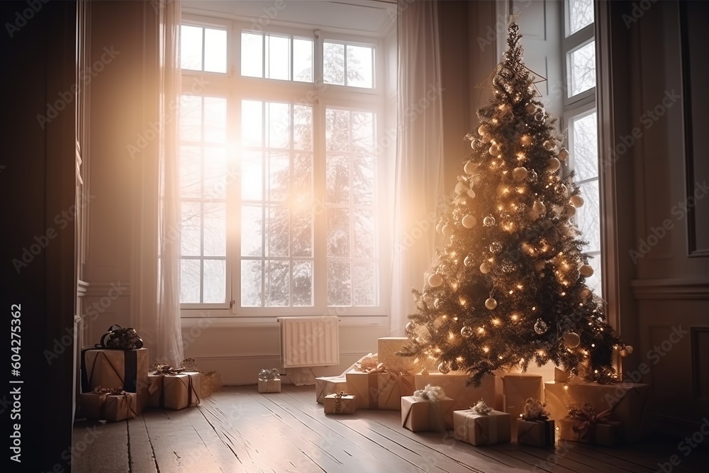 christmas tree in living room -Ai christmas tree in living room -Ai
