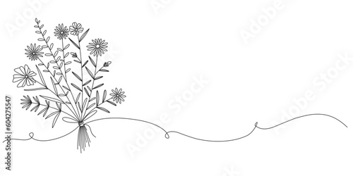 Flower boquet line art style vector illustration