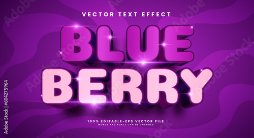 Blue berry editable text style effect. Vector text effect, with luxury concept.