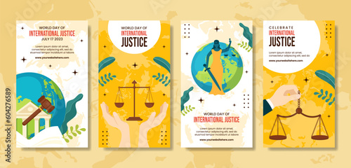 World Day for International Justice Social Media Stories Illustration Cartoon Hand Drawn Templates Background