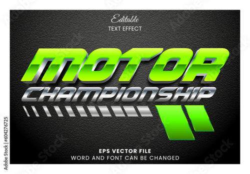 3D Motor championship editable vector text effect