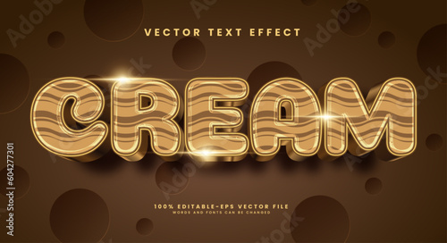 Cream editable text style effect. Vector text effect, with luxury concept.