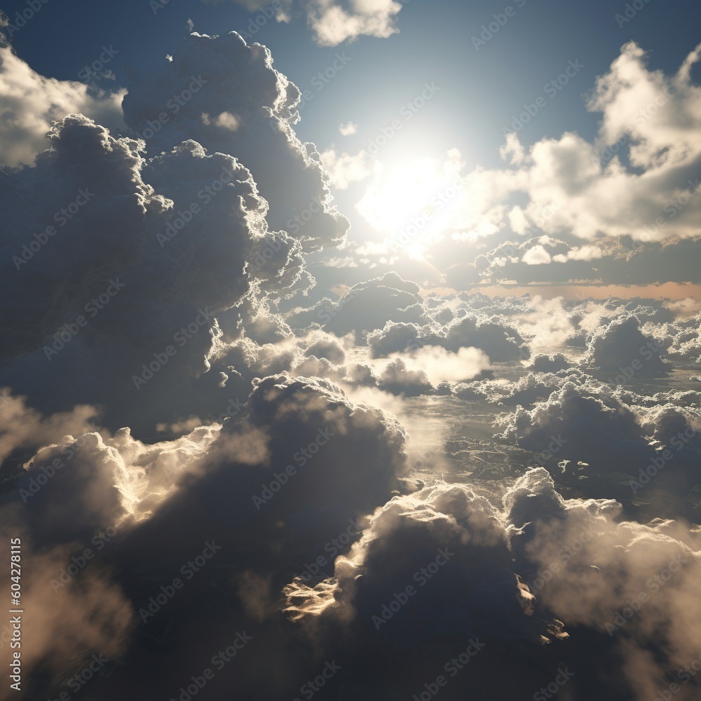 Naklejka premium Sun rising over clouds