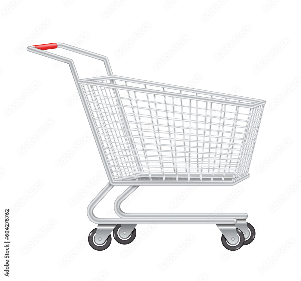 empty shopping cart side view on transparent background empty shopping cart side view on transparent background