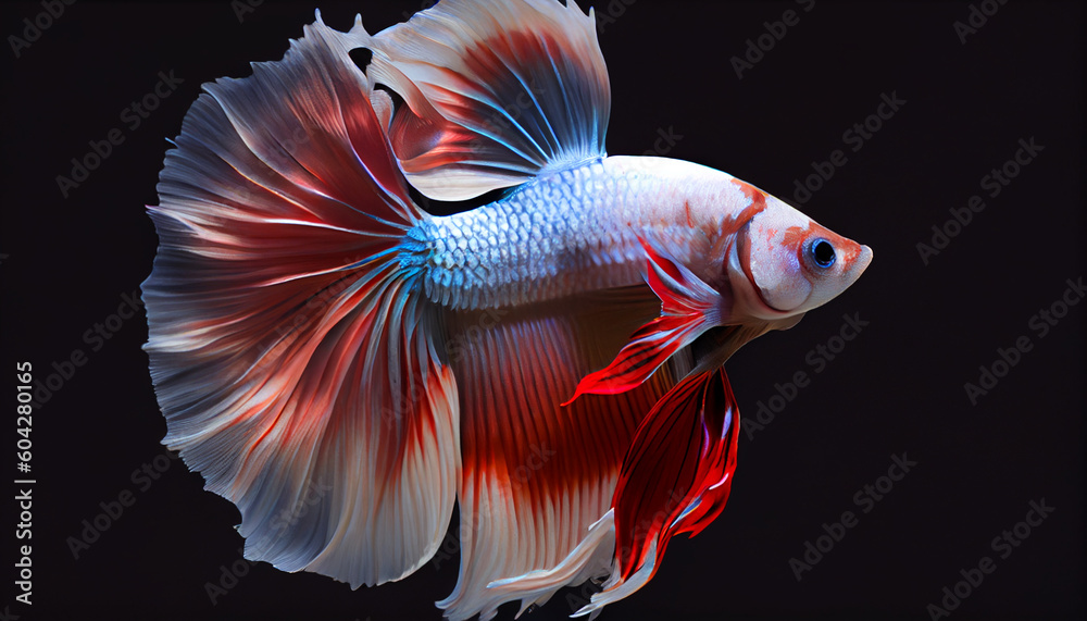 Fototapeta premium A view of a nice betta with spot lighting, dark background