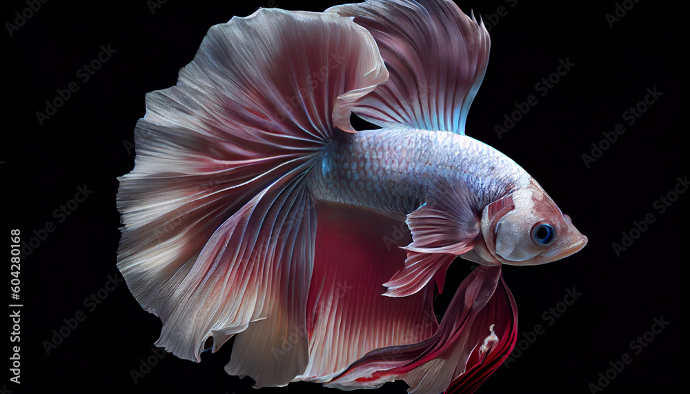 Fototapeta premium A view of a nice betta with spot lighting, dark background
