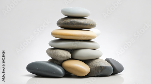 Stacked on top of each other sea stones on png background  generative ai
