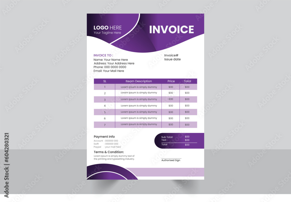 Vector modern invoice design template