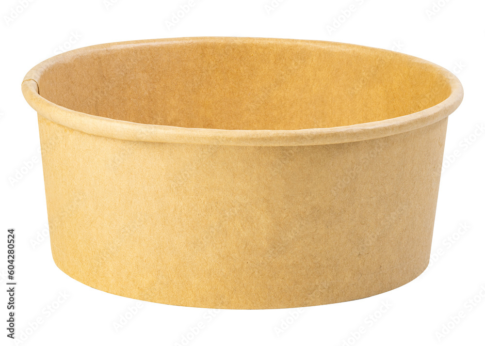 Eco-friendly brown paper bowl for food storage isolated on white background Eco-friendly brown paper bowl for food storage isolated on white background