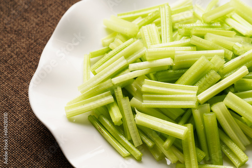 Required side dishes for celery fried powder on simple background