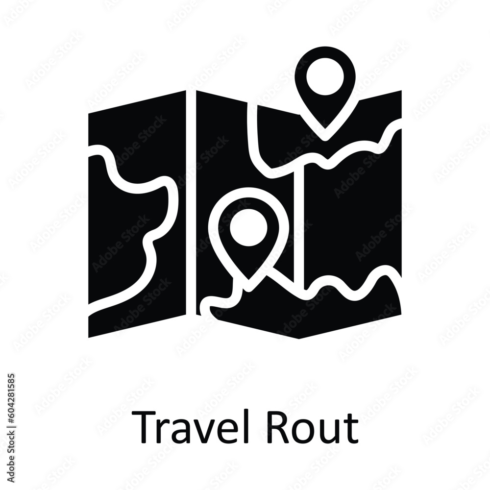 Travel Rout vector solid Icon Design illustration. Location and Map Symbol on White background EPS 10 File Travel Rout vector solid Icon Design illustration. Location and Map Symbol on White background EPS 10 File