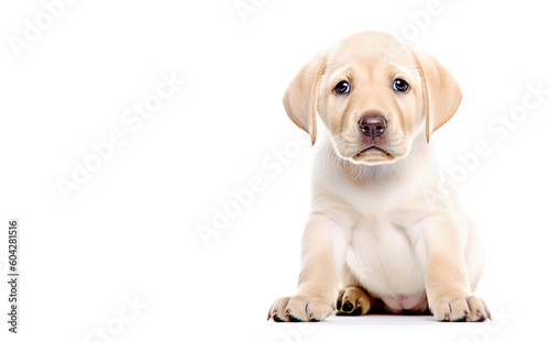 AI generative. Yellow labrador puppy on a white