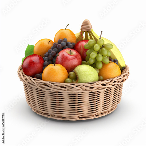fruit basket isolated image on white background
