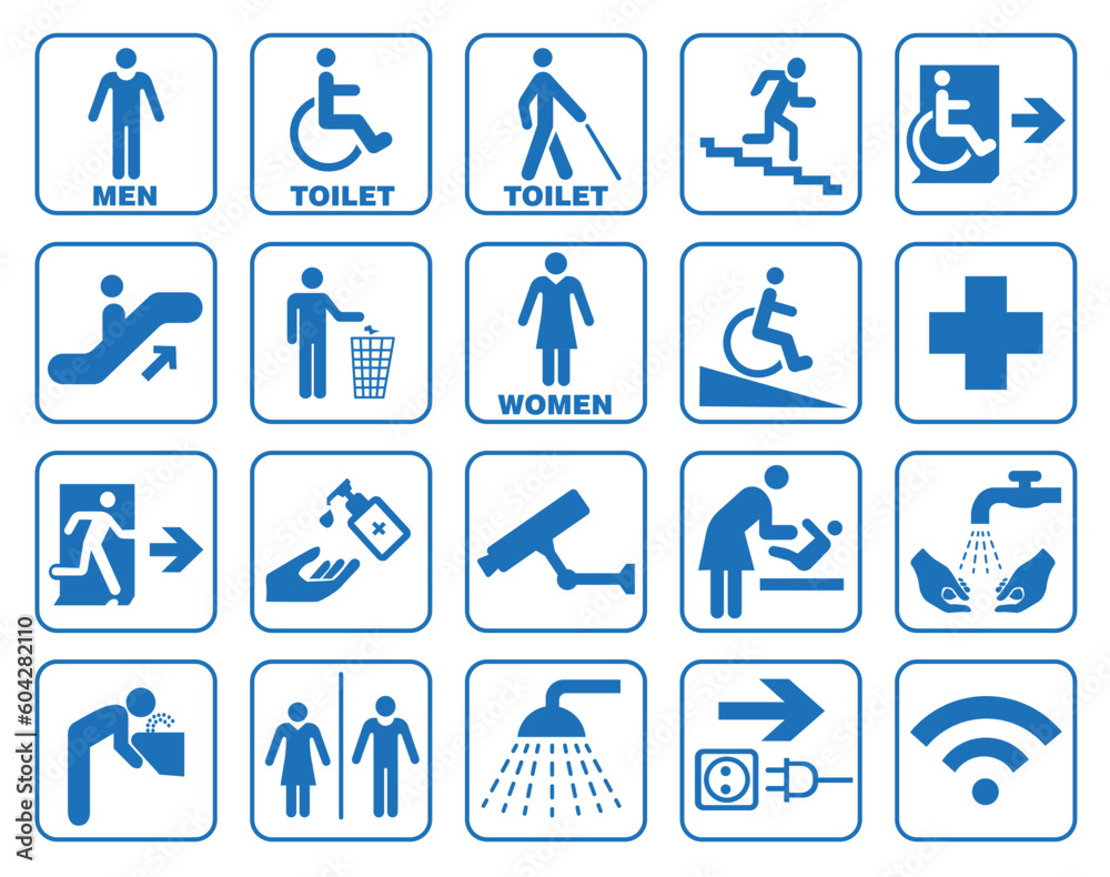 Signs of places of first necessity at railway stations, as well as at airports. Signs of places of first necessity at railway stations, as well as at airports.