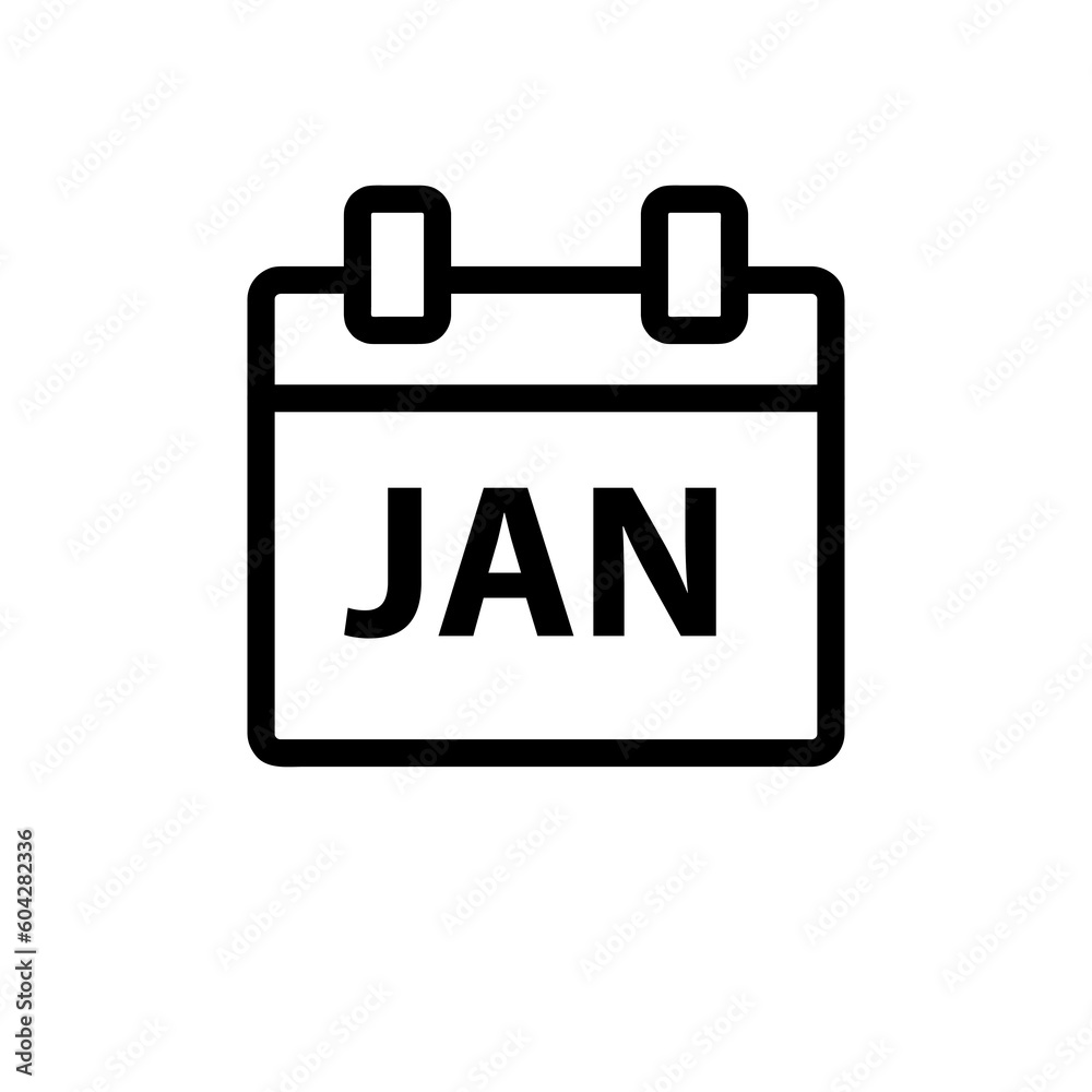 Obraz premium Jan Month Calendar Icon illustration sign design style on white background..eps