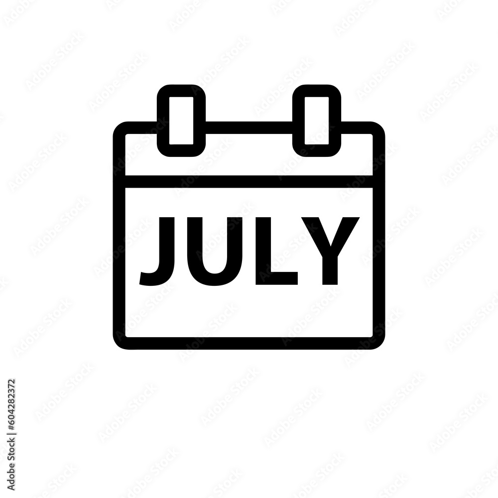 July Month Calendar Icon illustration sign design style on white background..eps July Month Calendar Icon illustration sign design style on white background..eps